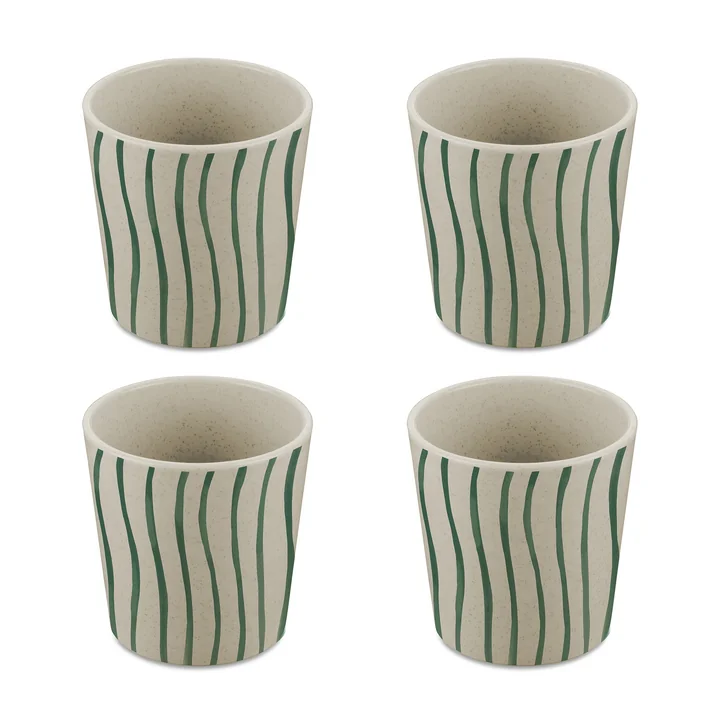 Connect Mug, Monstera stripes, 190ml, sand, (set of 4) from Koziol