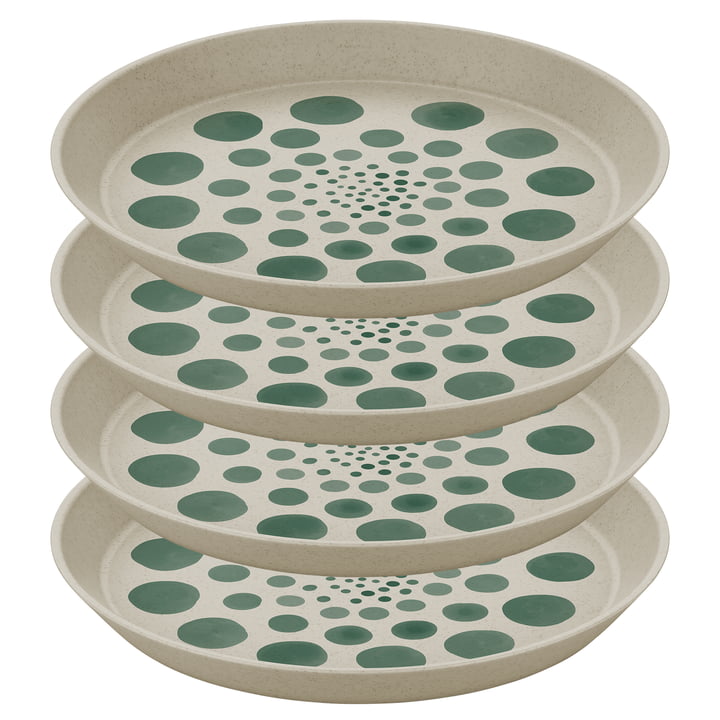 Connect Plate, Monstera dots, Ø 20. 5 cm, sand (set of 4) from Koziol