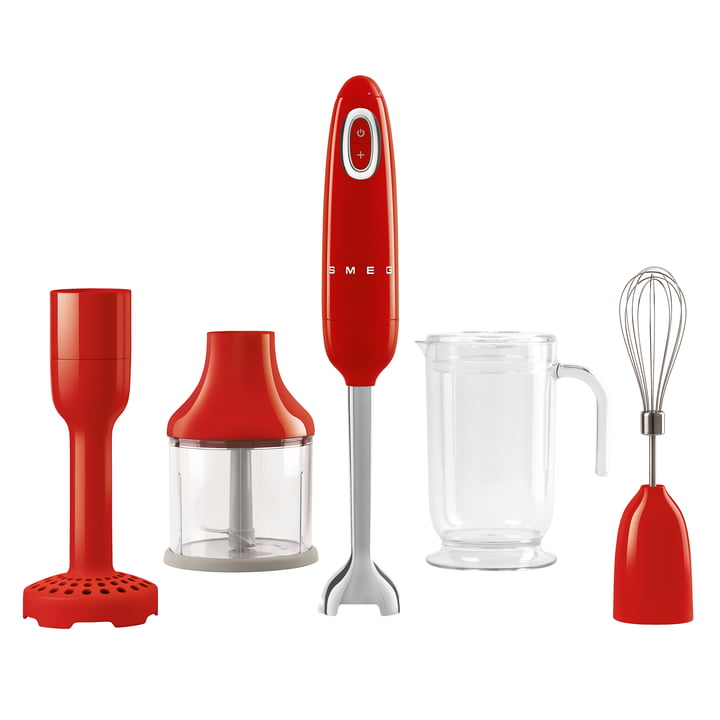 50's style hand blender set HBF22 from Smeg in color red