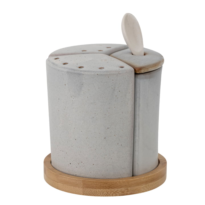 Josefine salt and pepper shaker with spoon from Bloomingville in color gray