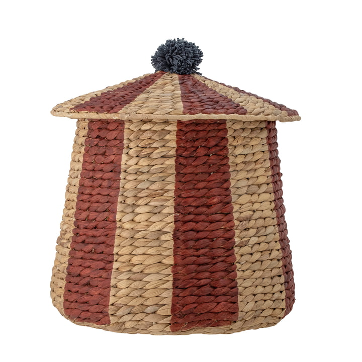 Birsen Basket with lid, Ø 40 x 40 cm, red striped from Bloomingville