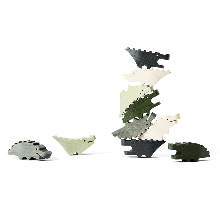 Croc Pile Mini wooden crocodiles, small, green (set of 10) from Areaware