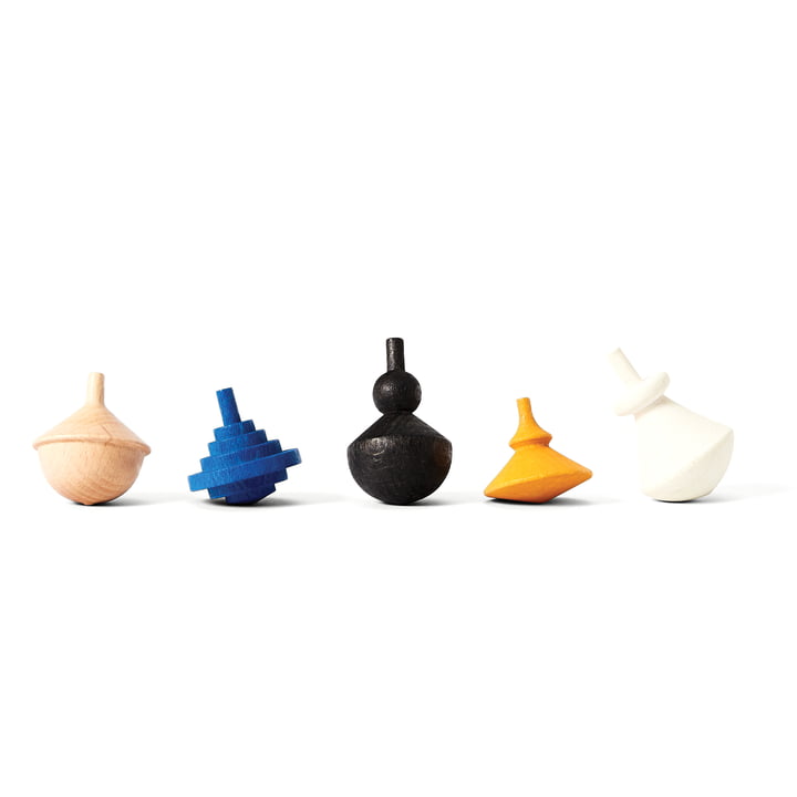 Spinning Tops Wooden spinning top (set of 5) from Areaware