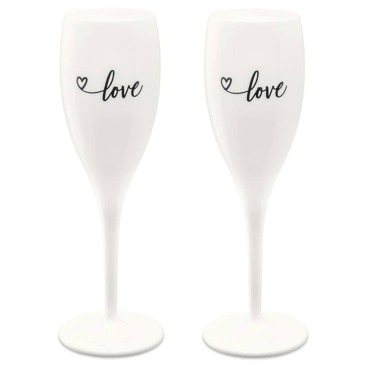 Cheers No. 1 Champagne glass, Love Edition, white (set of 2) from Koziol