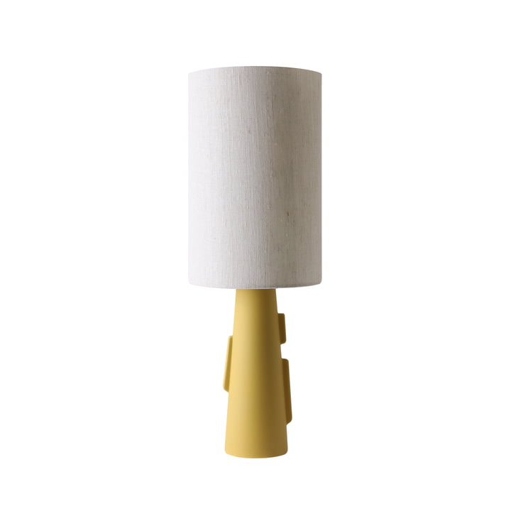 Cone Table lamp base with handles, S, matt green + lampshade linen, Ø 24.5 cm, natural by HKliving