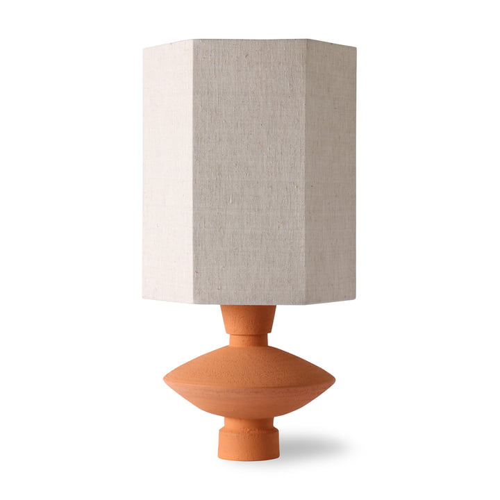 Stoneware table lamp base + Hexagon lampshade, M, natural by HKliving