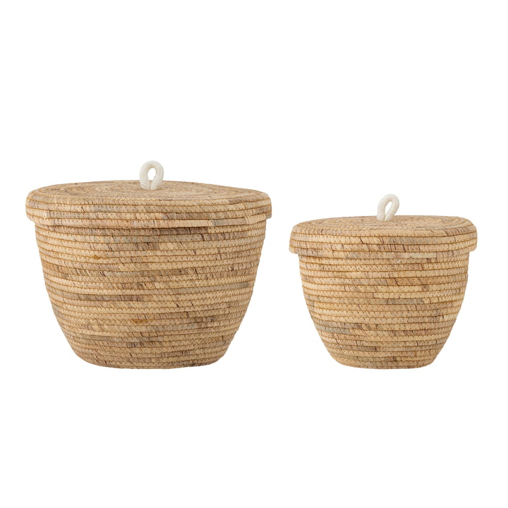 Noi basket with lid from Bloomingville in natural (set of 2)