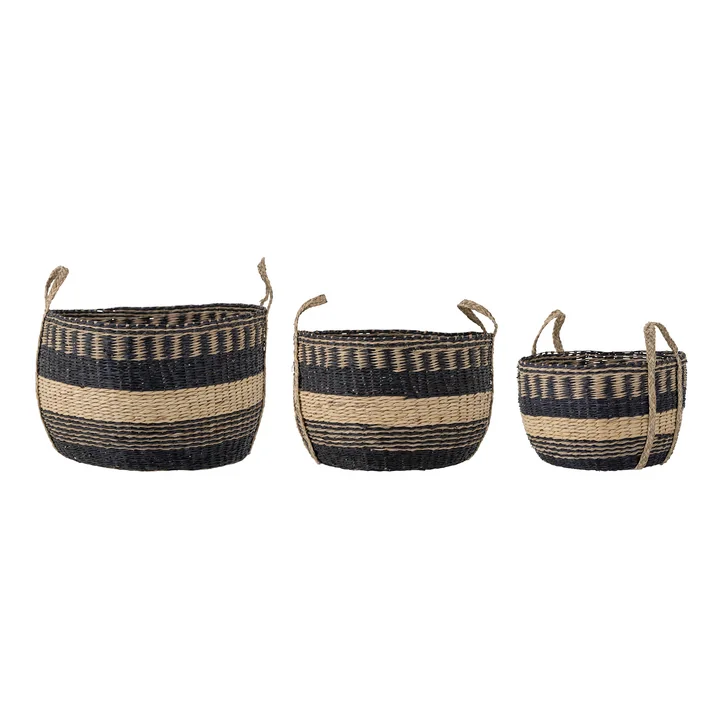 Sania Basket, seaweed, black / brown (set of 3) from Bloomingville
