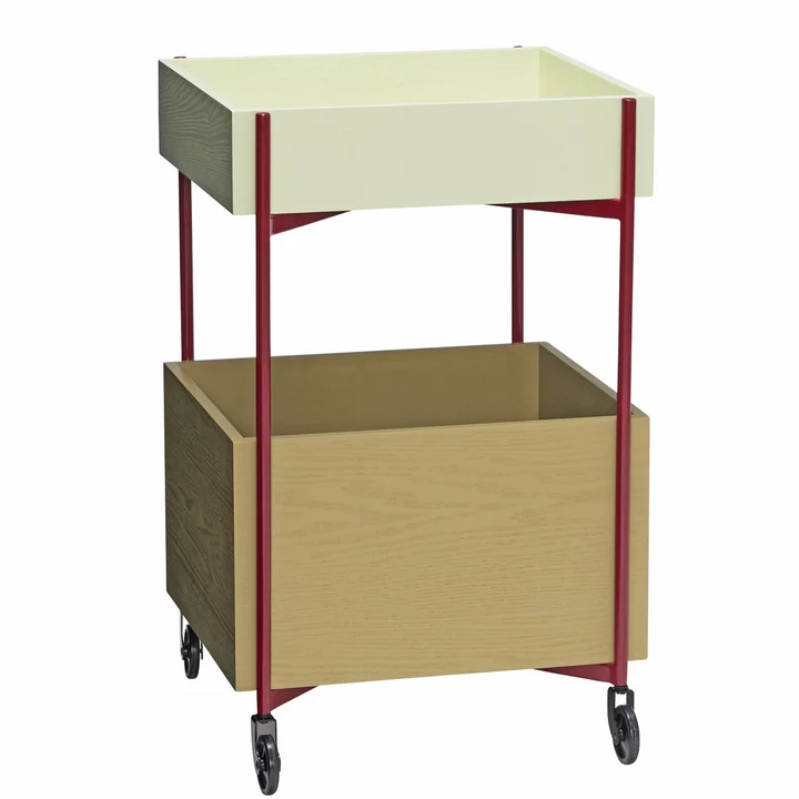 Fresh Trolley, H 70 cm, khaki / burgundy by Hübsch Interior