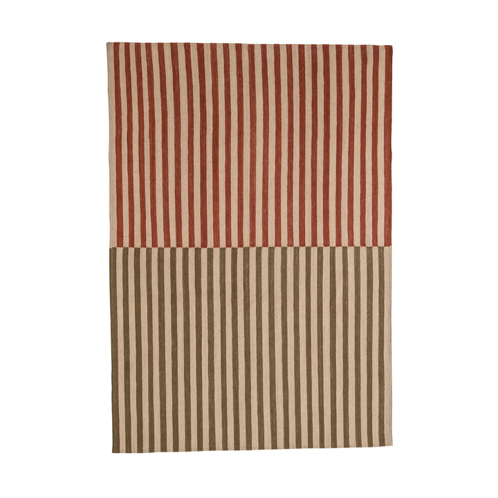 Ceras 2 Kilim wool rug, 240 x 170 cm, striped, red / olive from Nanimarquina