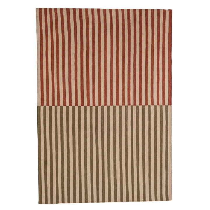 Ceras 2 Kilim wool rug, 300 x 200 cm, striped, red / olive from Nanimarquina