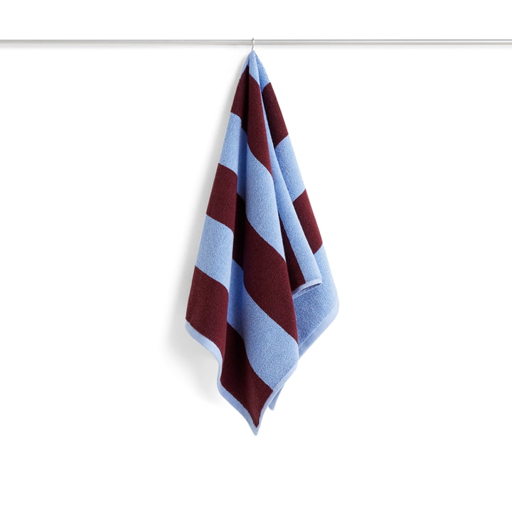 Terry Stripe towel, 50 x 100 cm, bordeaux / sky blue by Hay