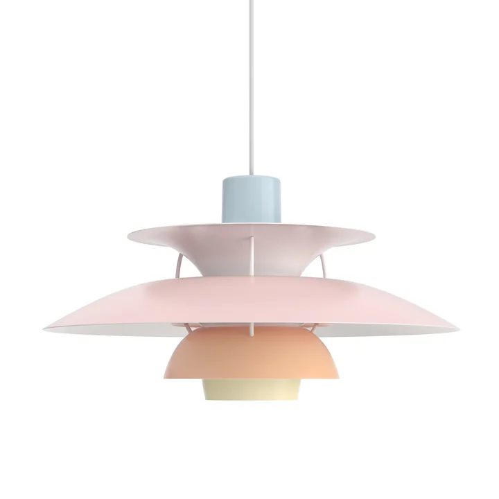 PH 5 pendant light, blue / pink / peach by Louis Poulsen