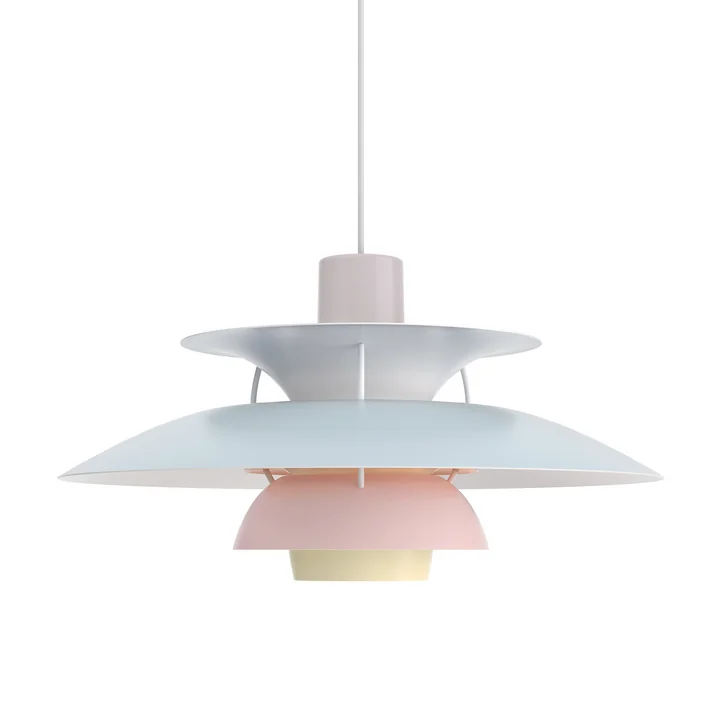 PH 5 pendant light, oyster / blue / pink by Louis Poulsen