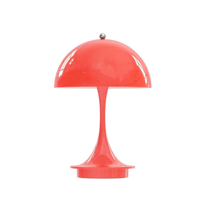Panthella Portable Battery LED table lamp metal, coral V2 from Louis Poulsen