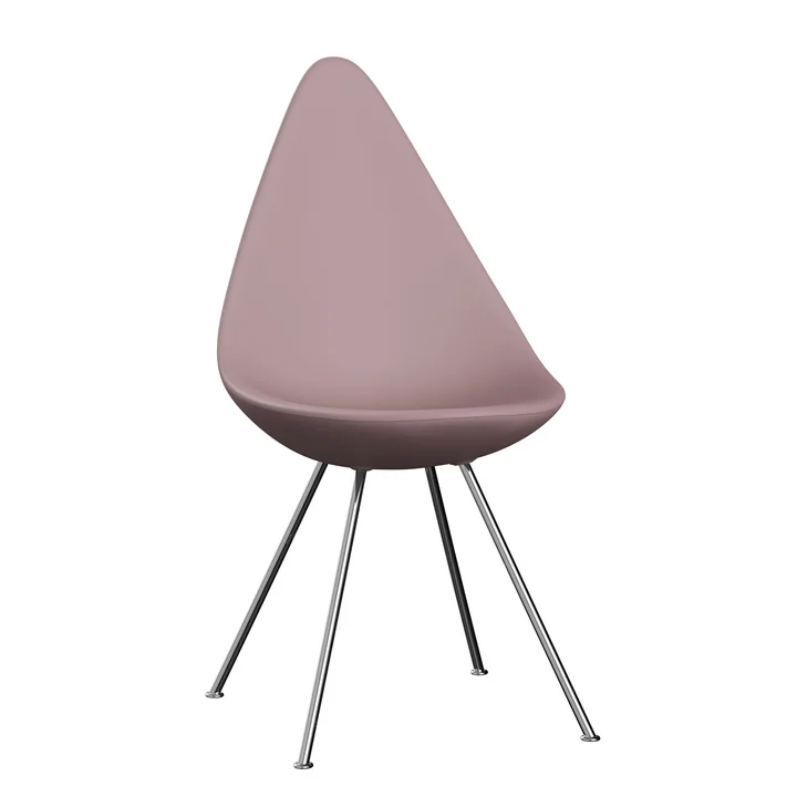 Drop Chair, pale rose / chrome by Fritz Hansen