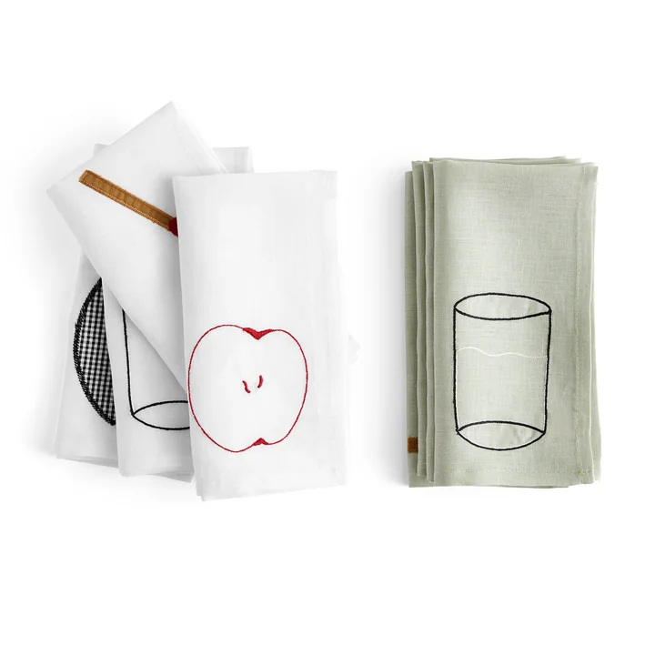 Sobremesa Napkin, green and white from HAY