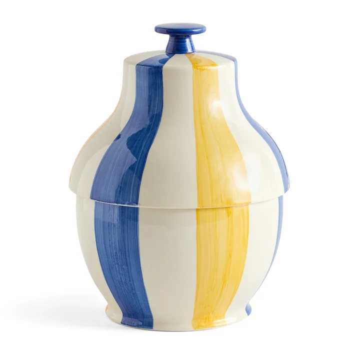 Sobremesa Pot, Ø 19 cm, blue / yellow (striped) from HAY
