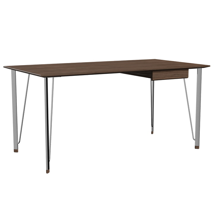 FH3605 ™ Desk incl. drawer, chrome / walnut lacquered from Fritz Hansen
