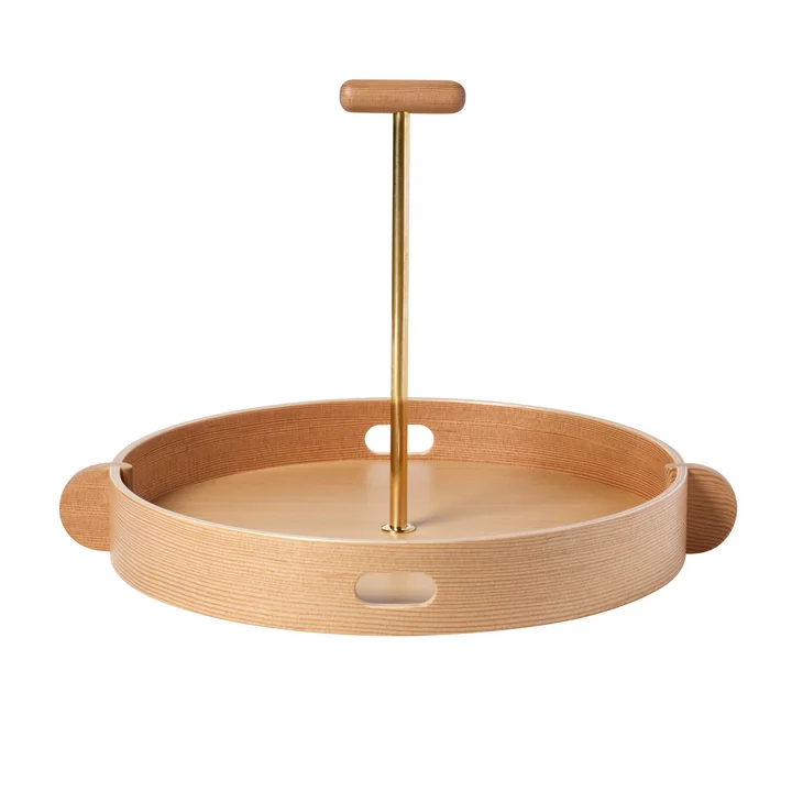 JH Serving tray Ø 38 cm, pine oregon / brass of Fritz Hansen