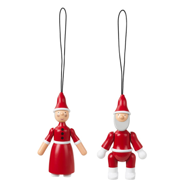Santa Claus & Santa Claus wooden ornaments by Kay Bojesen in the design red / white
