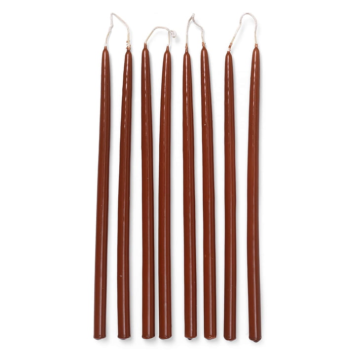 Spike Stick candles, rust (set of 8) by ferm Living