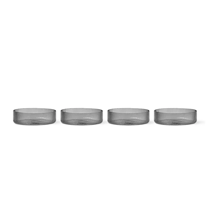 Ferm Living - Ripple Bowl, smoked grey (set of 4)
