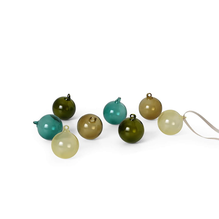 Glass Baubles Christmas tree balls, Small, multicolored dark (set of 8) by ferm Living