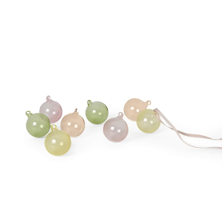 Glass Baubles Christmas tree balls, Small, multicolored light (set of 8) by ferm Living