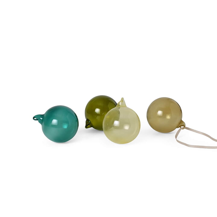 Glass Baubles Christmas tree balls, medium, multicolored dark (set of 4) by ferm Living