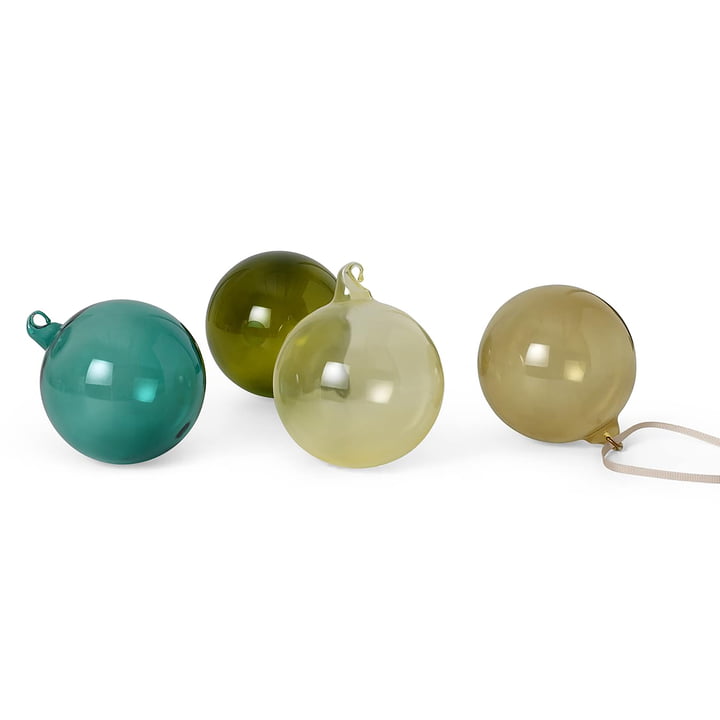 Glass Baubles Christmas tree balls, Large, multicolored dark (set of 4) by ferm Living