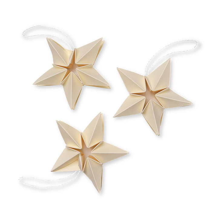 Amanda Paper star pendant, off-white (set of 3) by ferm Living