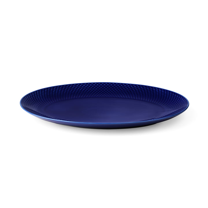Rhombe Serving dish oval from Lyngby Porcelæn in color dark blue