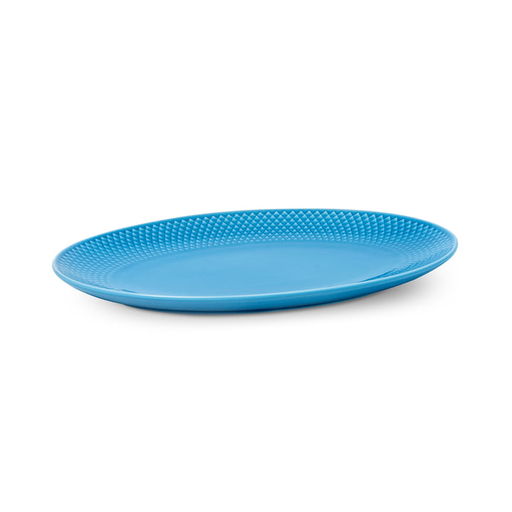Rhombe Serving plate oval from Lyngby Porcelæn in color blue