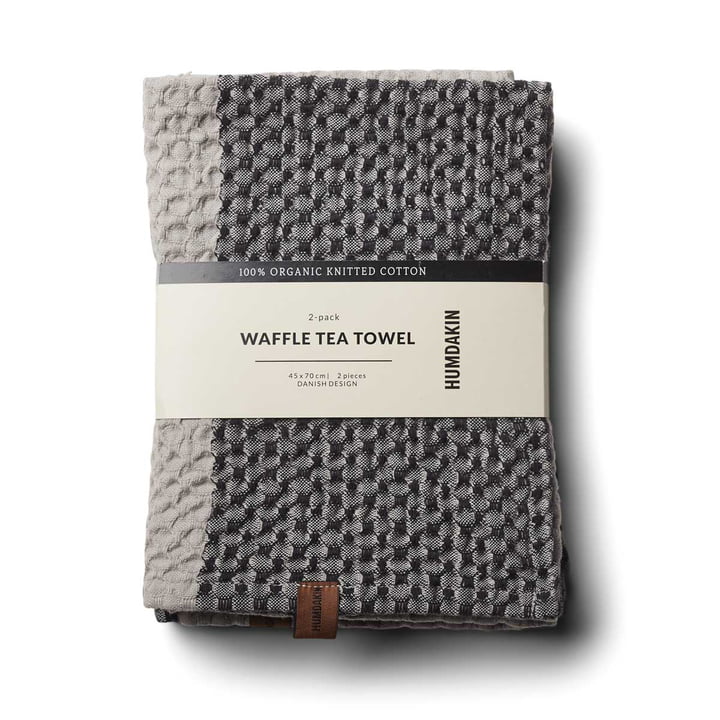 Kitchen towel with waffle structure from Humdakin in the design coal and stone