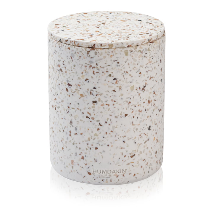 Terrazzo storage with lid from Humdakin in the finish Bologna red / beige
