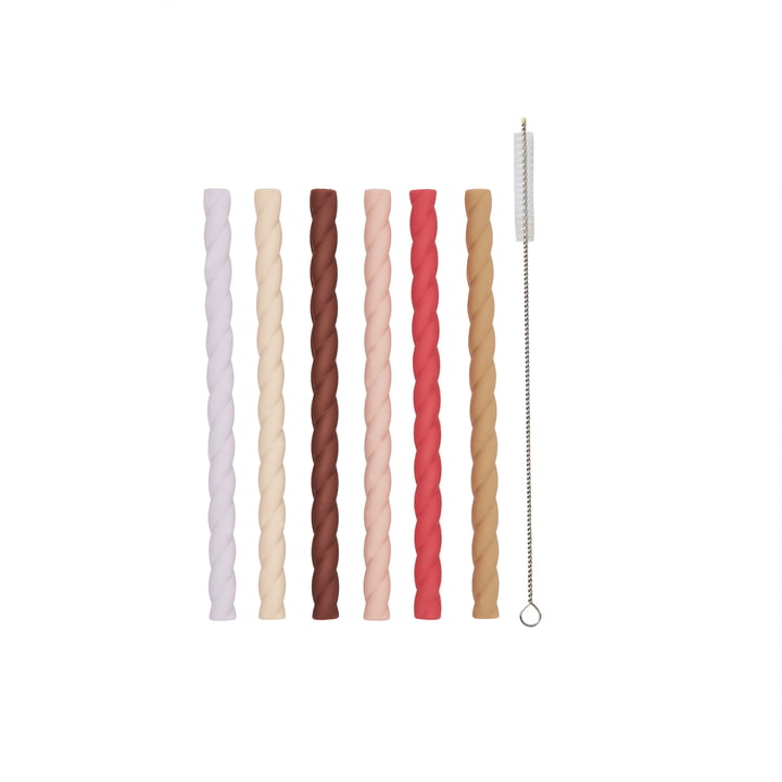 Mellow Silicone drinking straw from OYOY in the version cherry red / vanilla
