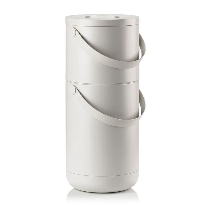 Circular Trash can, 22 + 12 l., warm grey from Zone Denmark