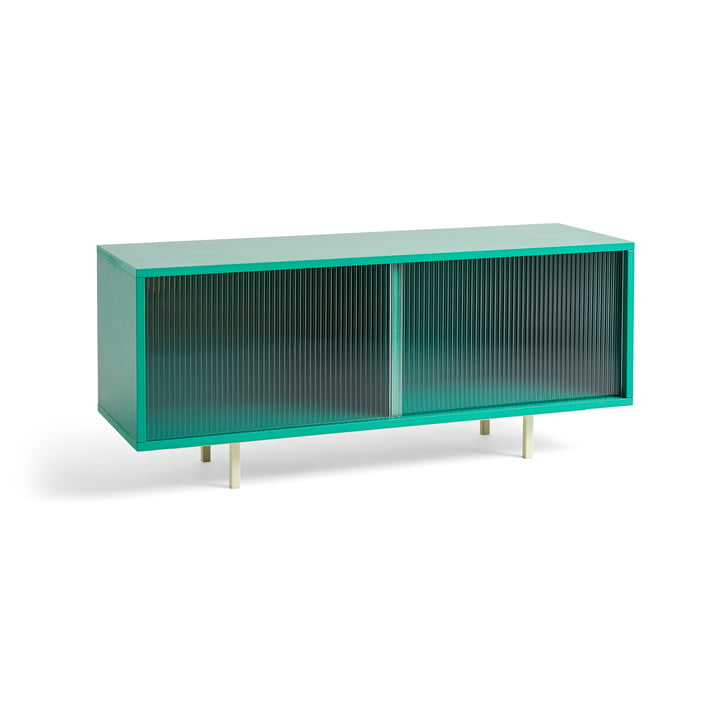 Colour Cabinet M with glass doors, 120 x 51 cm, dark mint by Hay