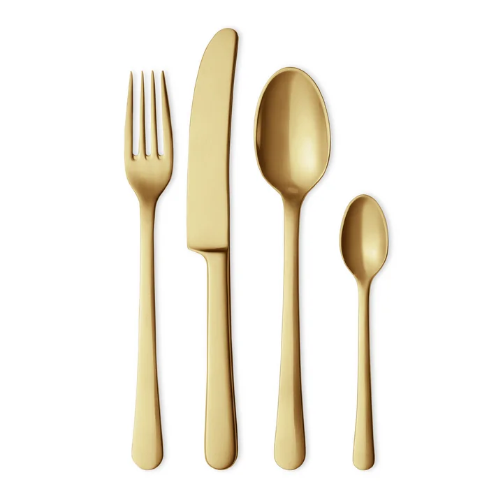 Copenhagen (matt) Cutlery, gold (4 pcs.) from Georg Jensen