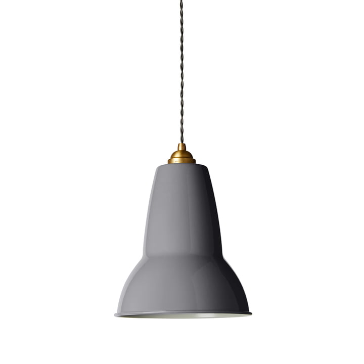 Original 1227 Midi brass pendant lamp from Anglepoise in the color elephant grey