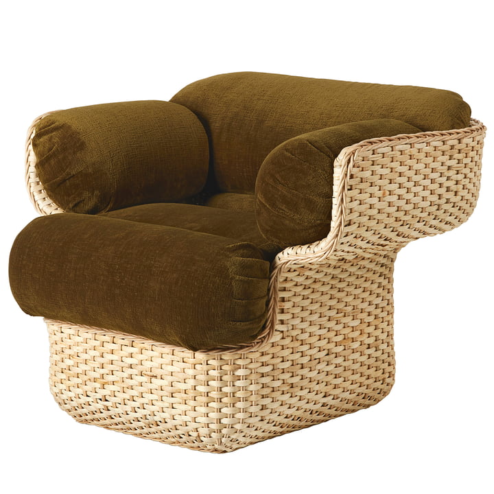 Basket Lounge Armchair from Gubi in color green