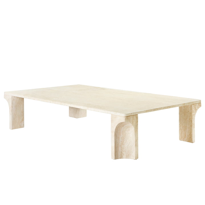 Doric Coffee table from Gubi in the finish neutral white travertine