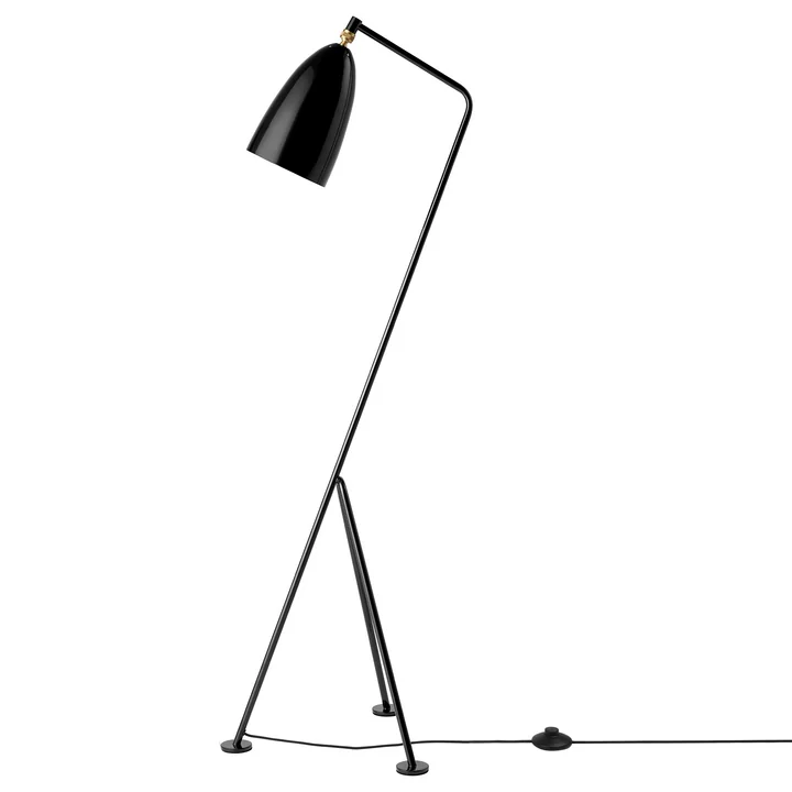 Gräshoppa Floor lamp GM1 from Gubi in the finish glossy black