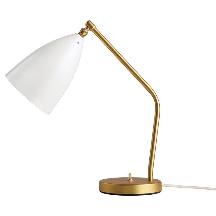 Gräshoppa Table lamp from Gubi in the finish brass / alabaster white