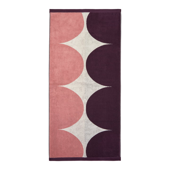 Härkä Bath towel from Marimekko in the version powder / wine red / off-white