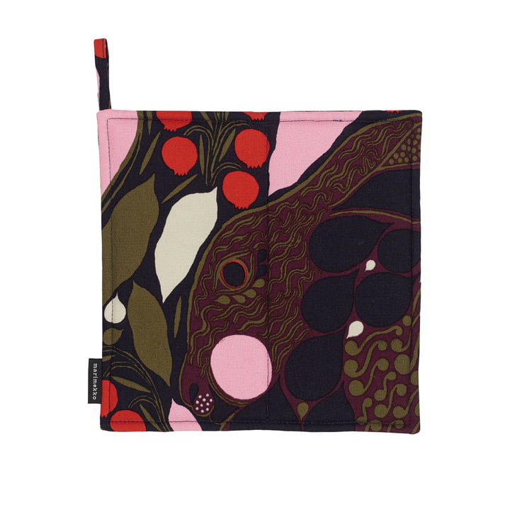 Pieni Rusakko Potholder from Marimekko in the design dark blue / red / brown
