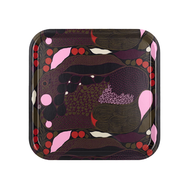 Rusakko Serving tray from Marimekko in the design olive / navy blue / red / pink