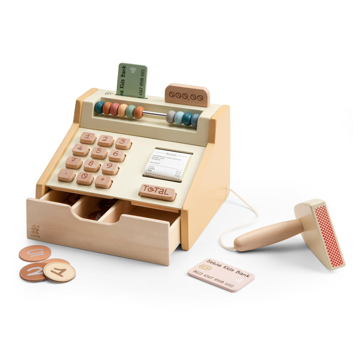 Play cash register wooden store from Sebra