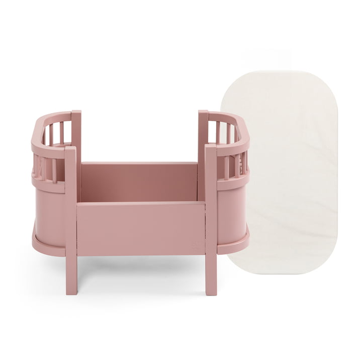 Doll bed without side rails incl. mattress from Sebra in the design blossom pink